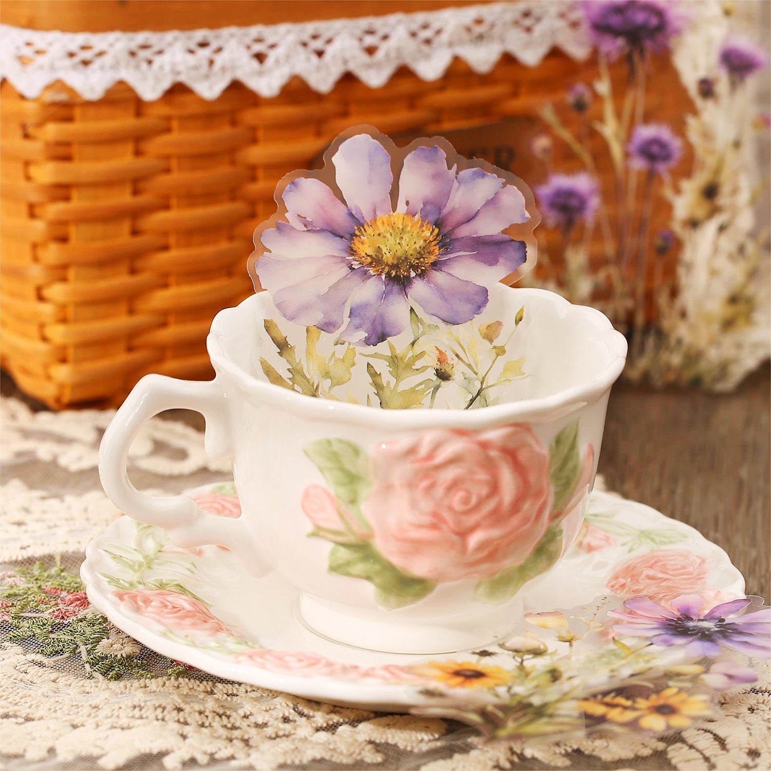 20 Pcs PET Flower Stickers HXMY