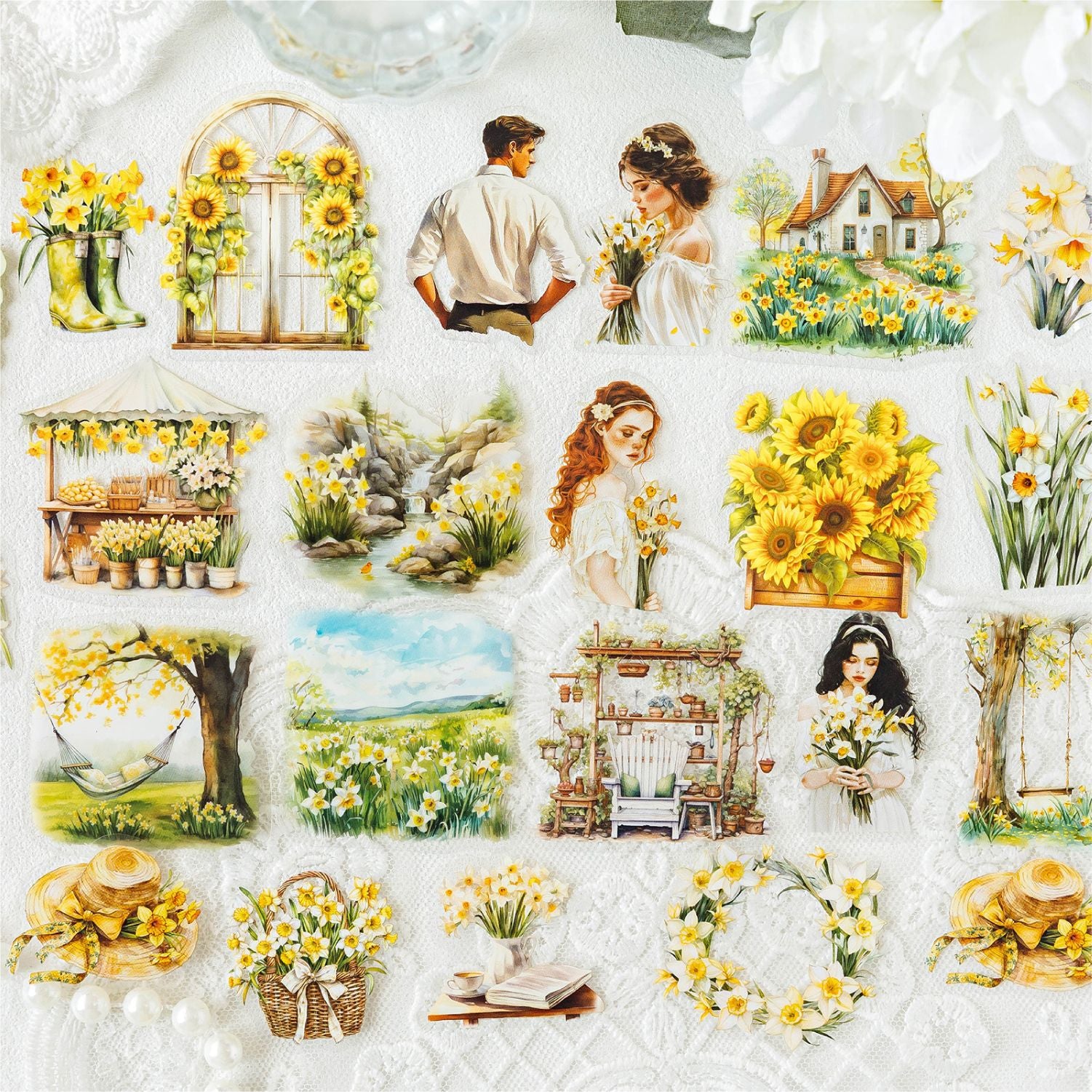 40 Pcs Couple Wedding Theme PET Stickers TMXQ
