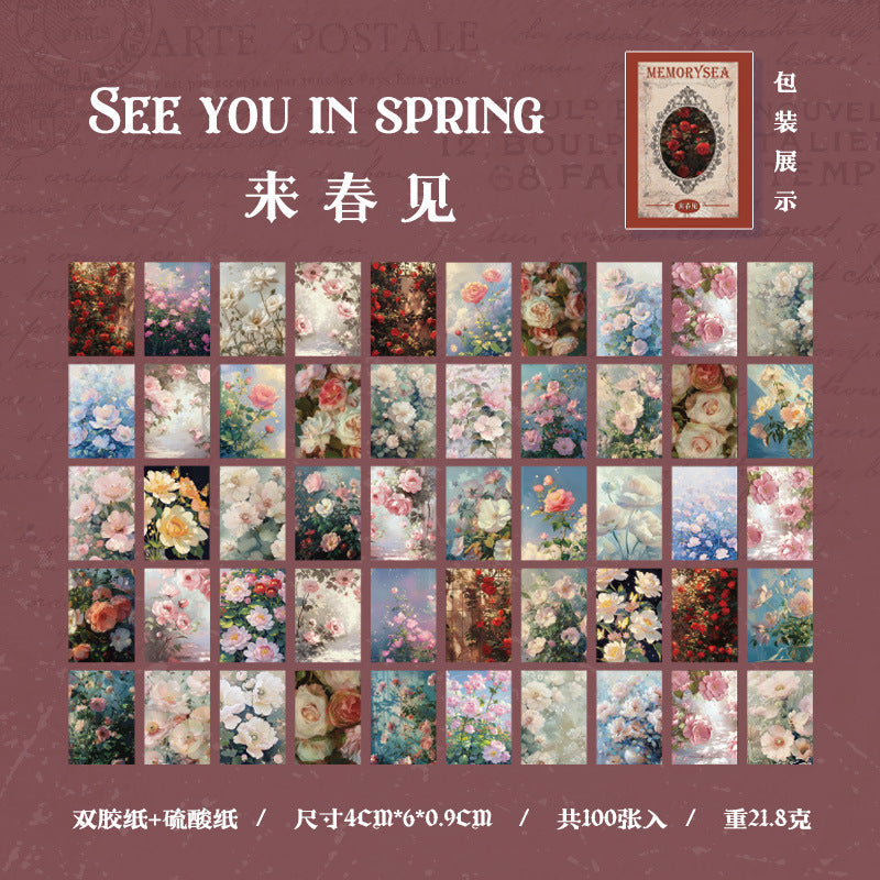 100 Pcs Vintage Mini Scrapbook Paper JYHJ