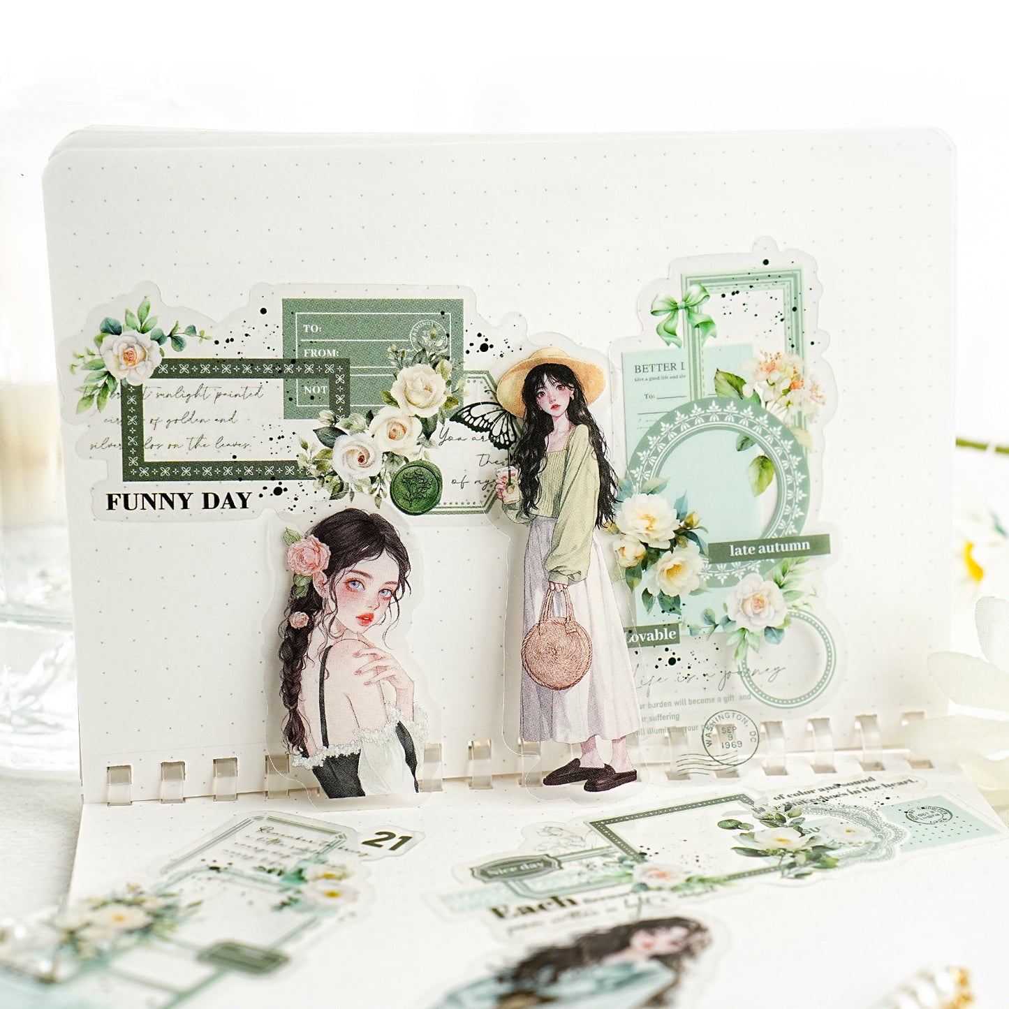 10 Pcs Collage Girl PET Stickers LMJG