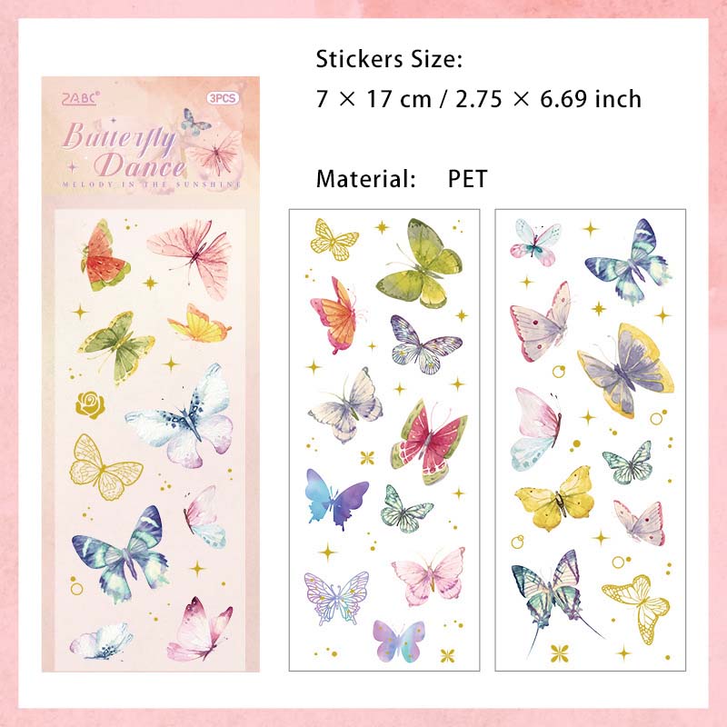 3 Sheets Feather Jellyfish PET Stickers LGMY