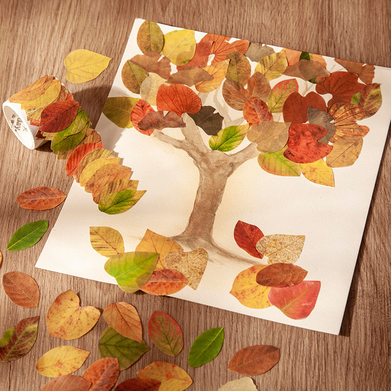 50 Pcs Petal Leaf Washi Stickers XXDLY