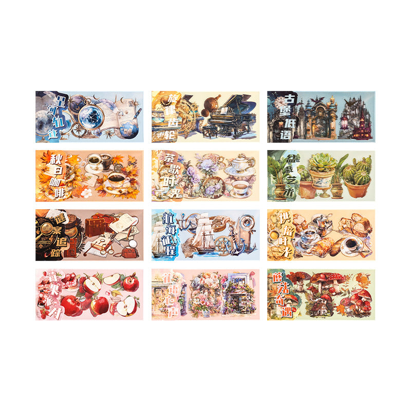 3 Sheets Vintage PET Stickers SYBJ