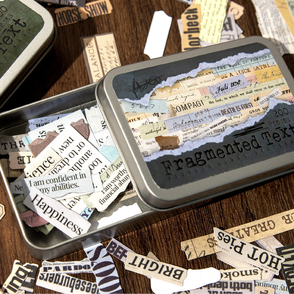 200 Pcs Vintage Word Stickers WZSP