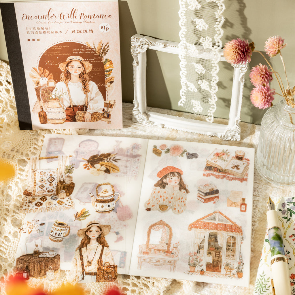 20 Sheets Romantic Encounter Theme Stickers Book YLMXH