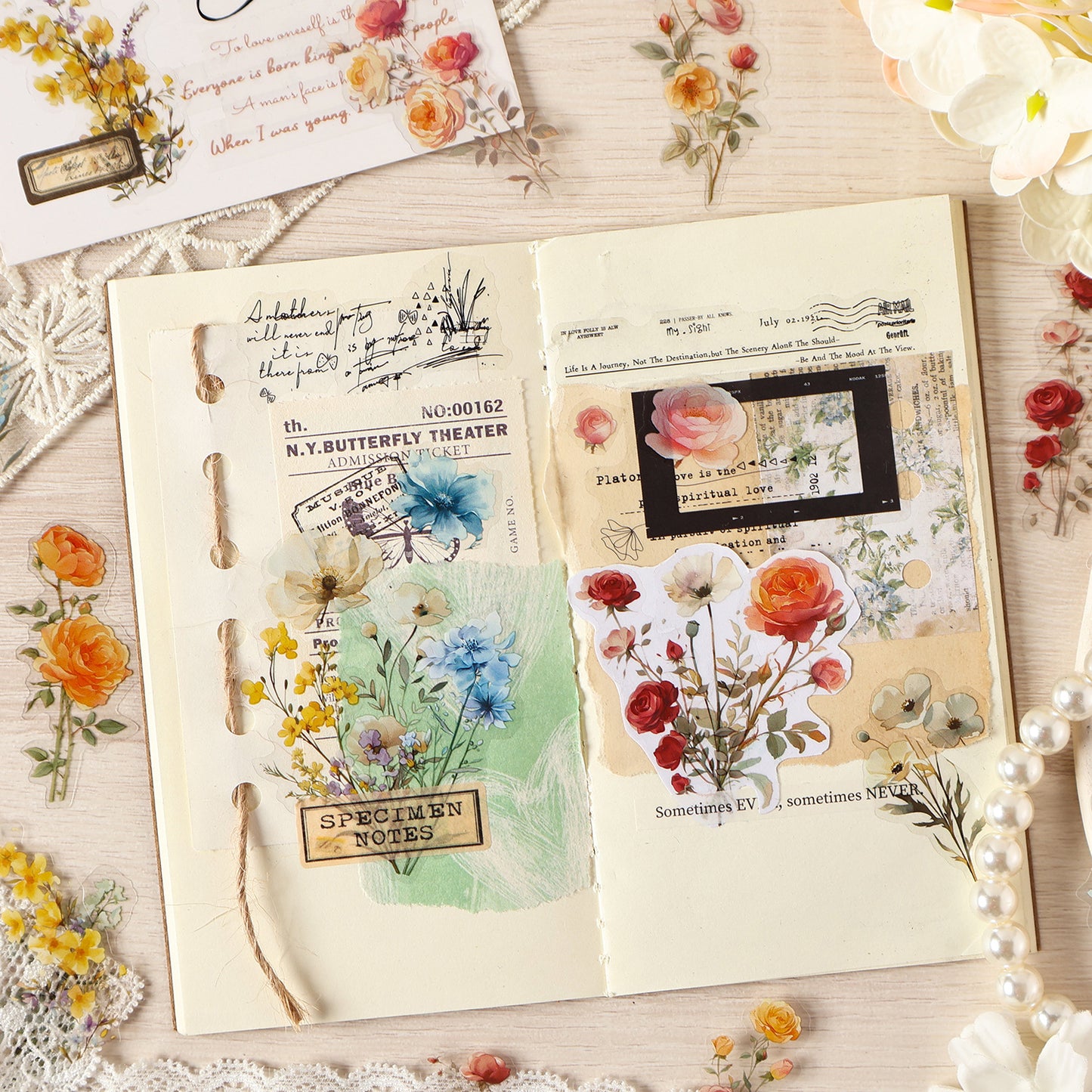 30 Pcs Fantasy Wild Flower PET Stickers HXFXL