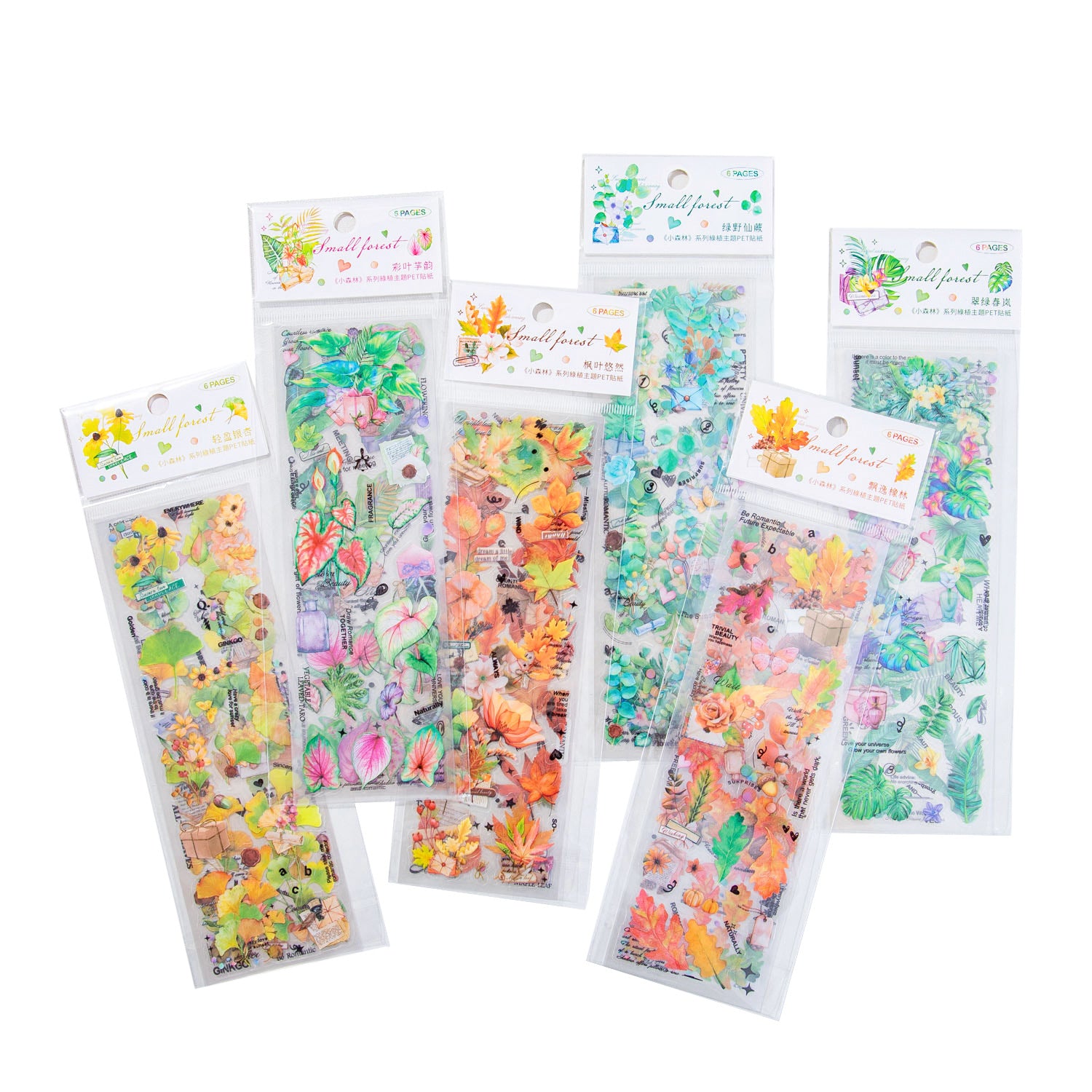 6 Pcs Plant PET Stickers XSLXL