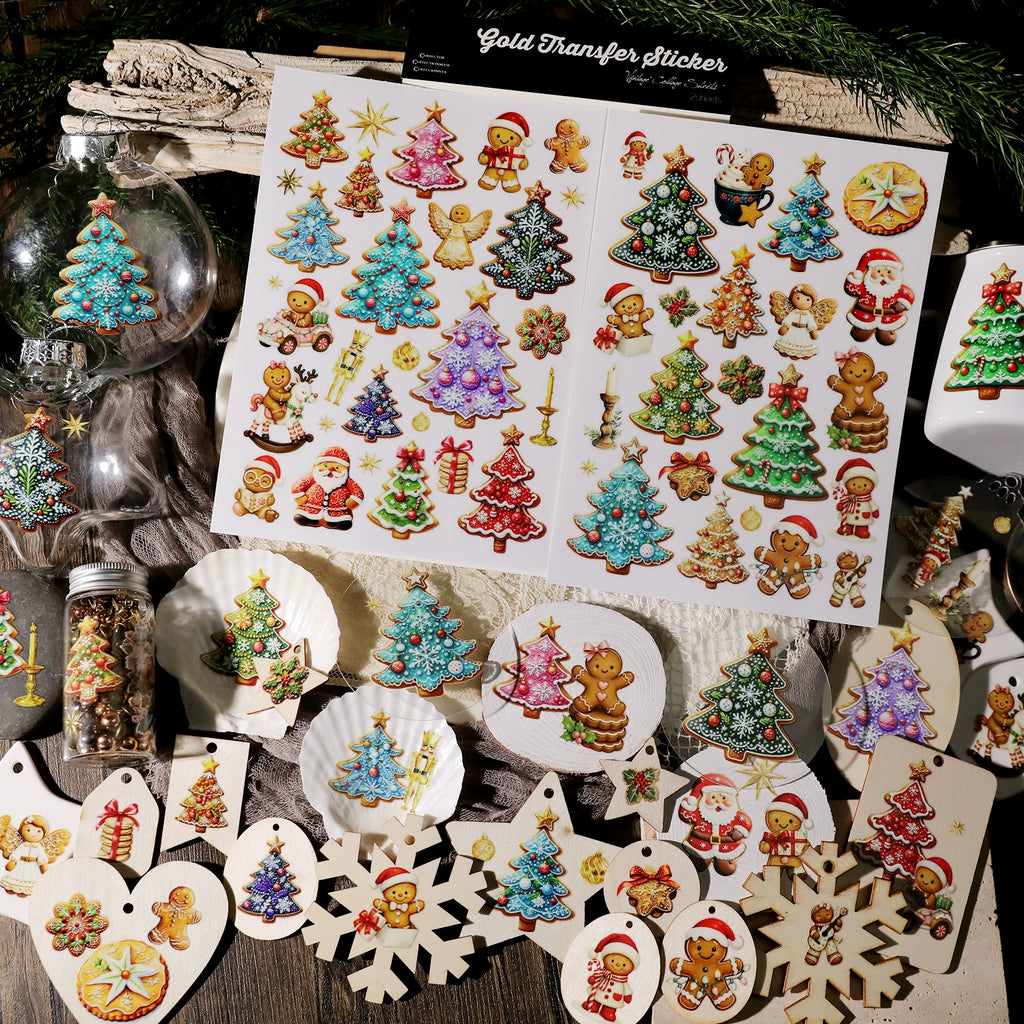 2 Sheets Waterproof Rub on Stickers - Christmas Tree