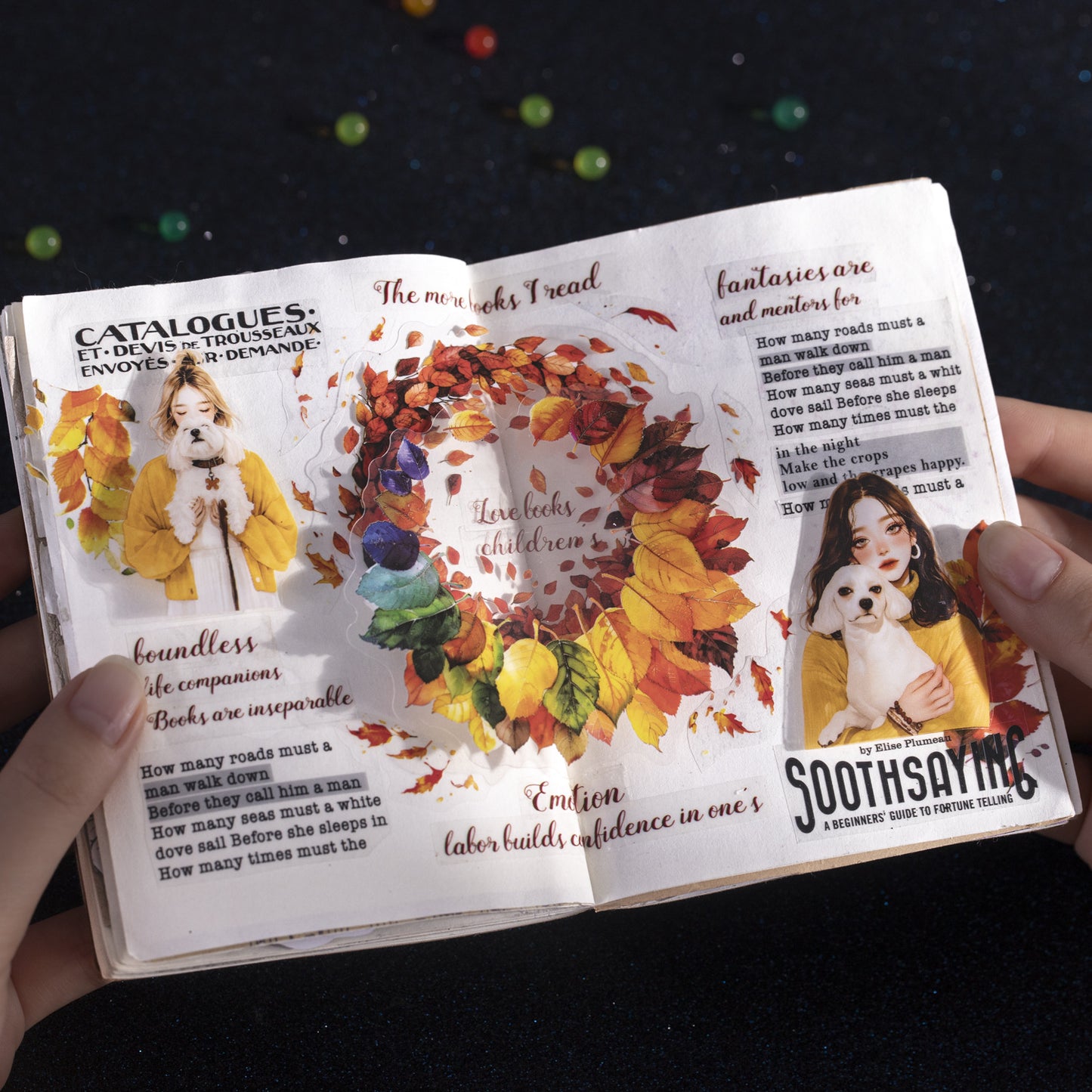 8 Pcs Blooming Flowers Leaf PET Stickers ZFXL