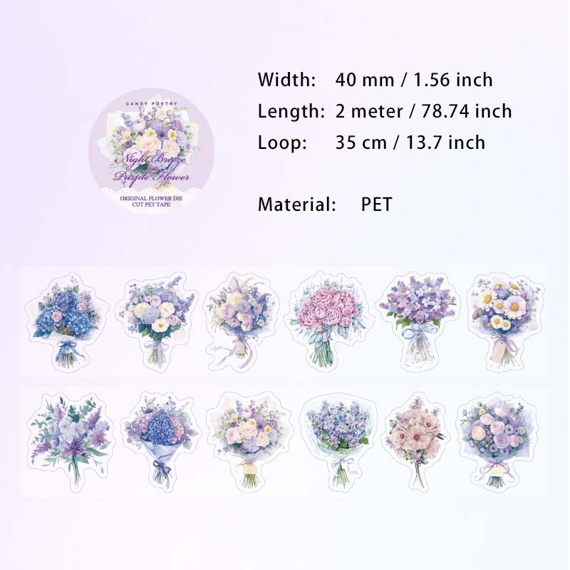 1 Roll Flower Bouquet PET Stickers Tape LMHS