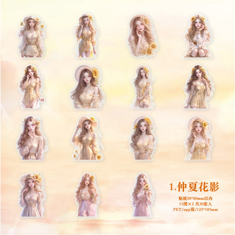30 Pcs PET Girl Stickers MHSN