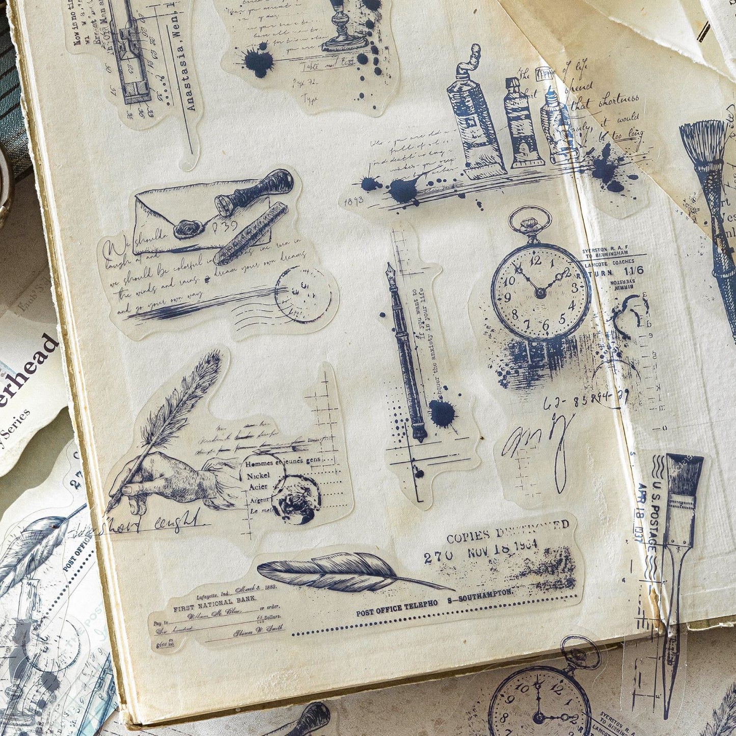 20 Pcs Vintage Steam Age PET Stickers ZQSJ