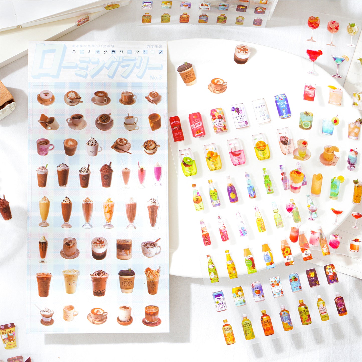 6 Sheets Drink Food PET Stickers MYJH