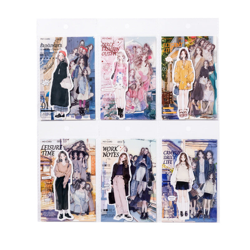 30 Pcs Fashion Girl PET Stickers JRCD