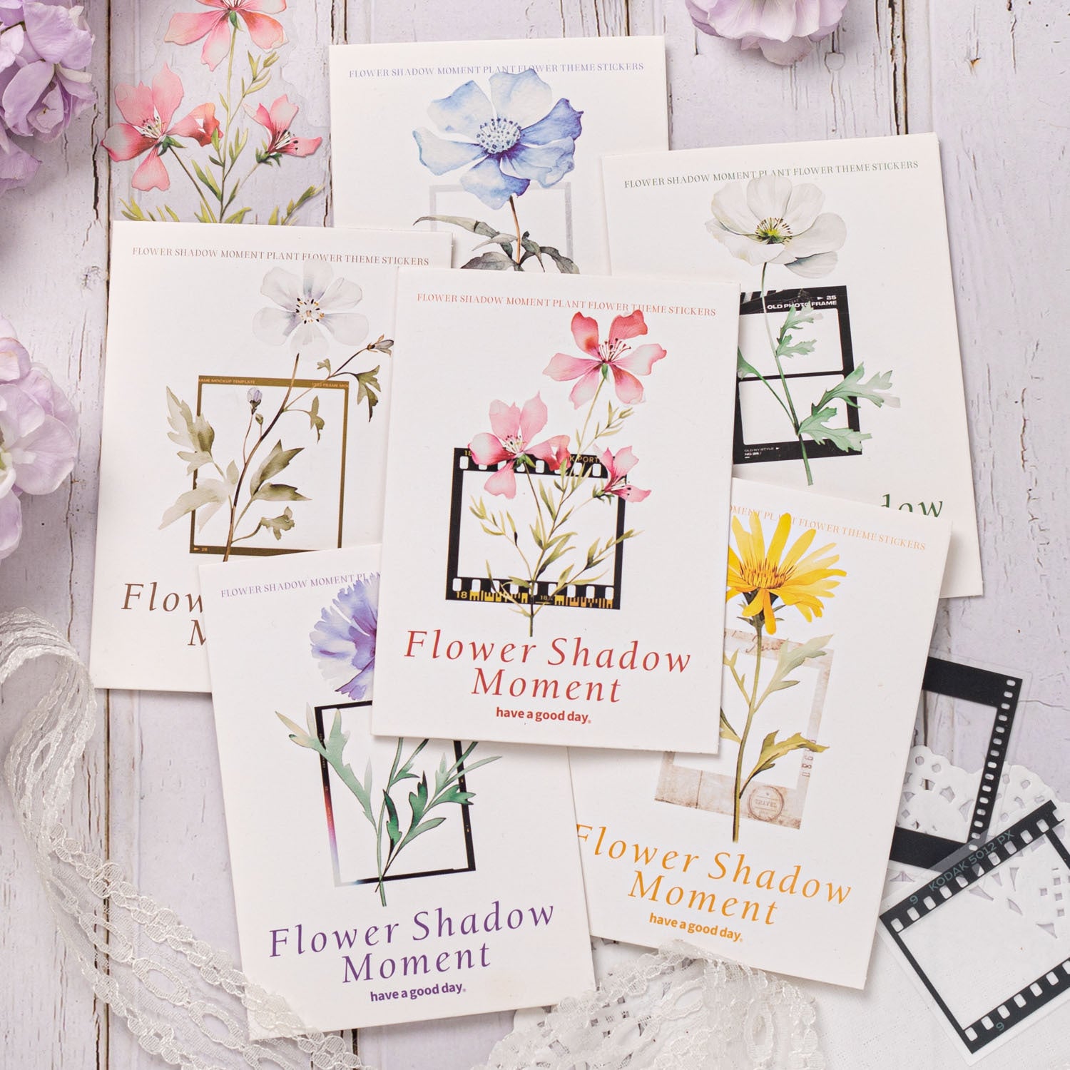 30 Pcs Flower and Frame PET Stickers HYSJ