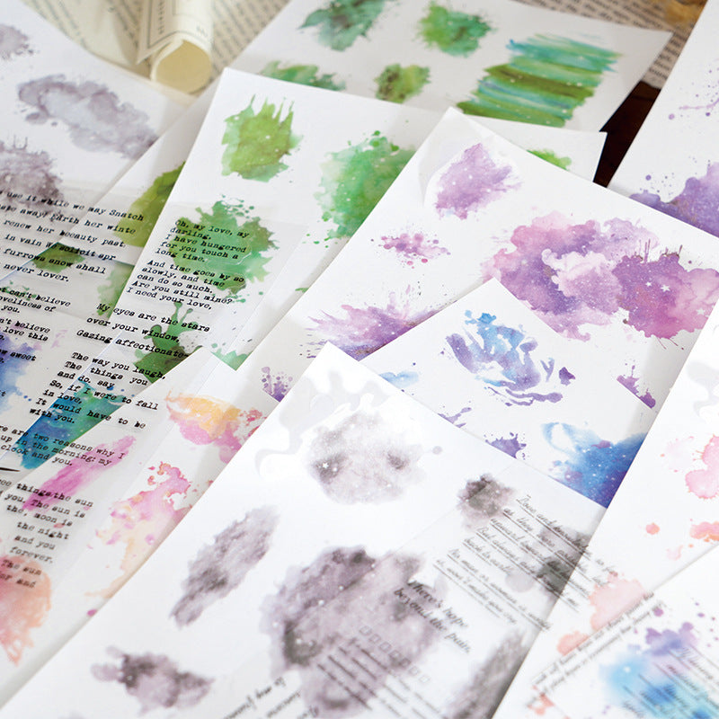 10 Sheets Watercolor PET and Washi Stickers SCLM