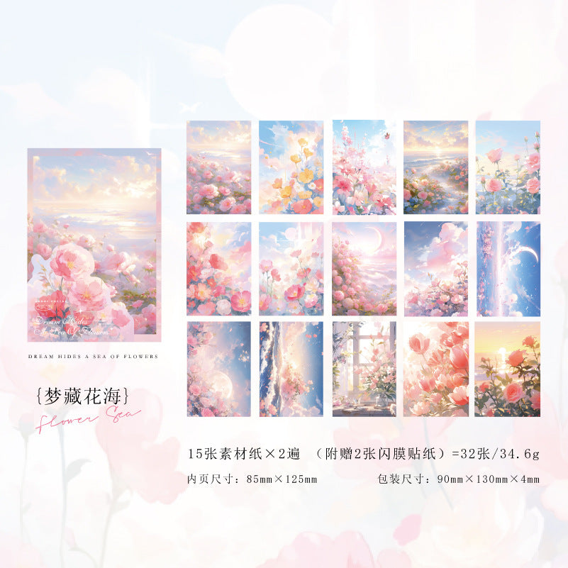30 Pcs Floral Scrapbook Paper MZHJ