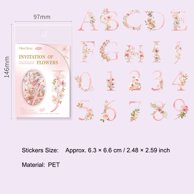 10 Pcs Flower Letter PET Stickers HJLX