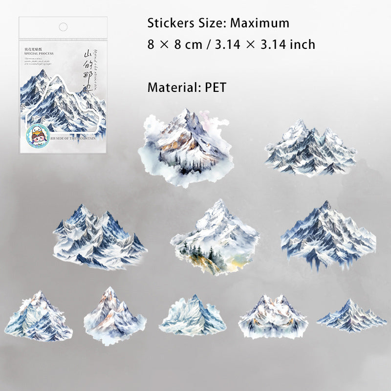 10 Pcs Glitter PET Mountain Stickers SDNB