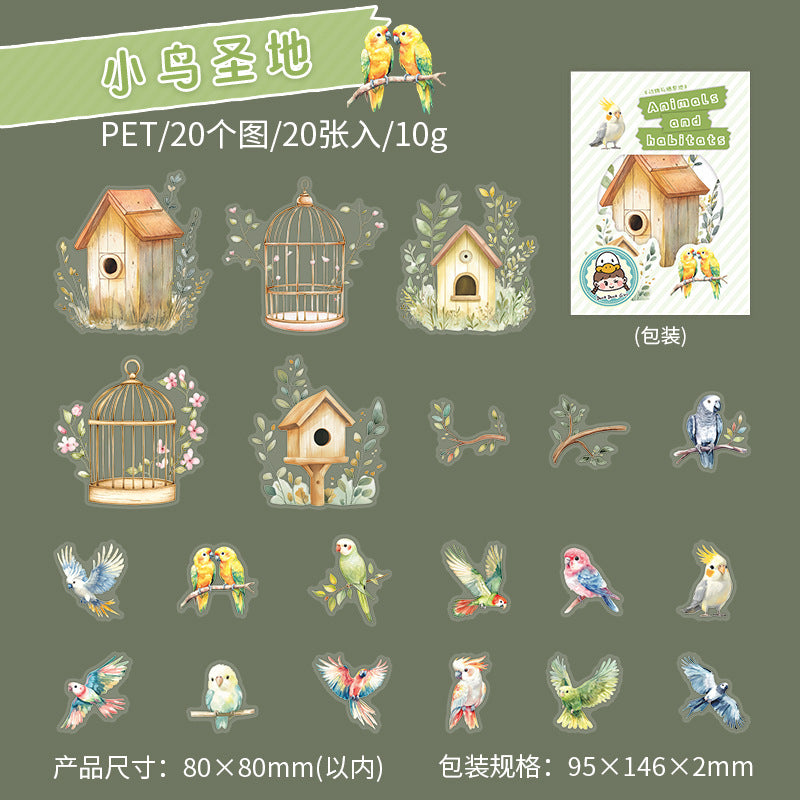 20 Pcs Forest Animal PET Stickers DWQXD