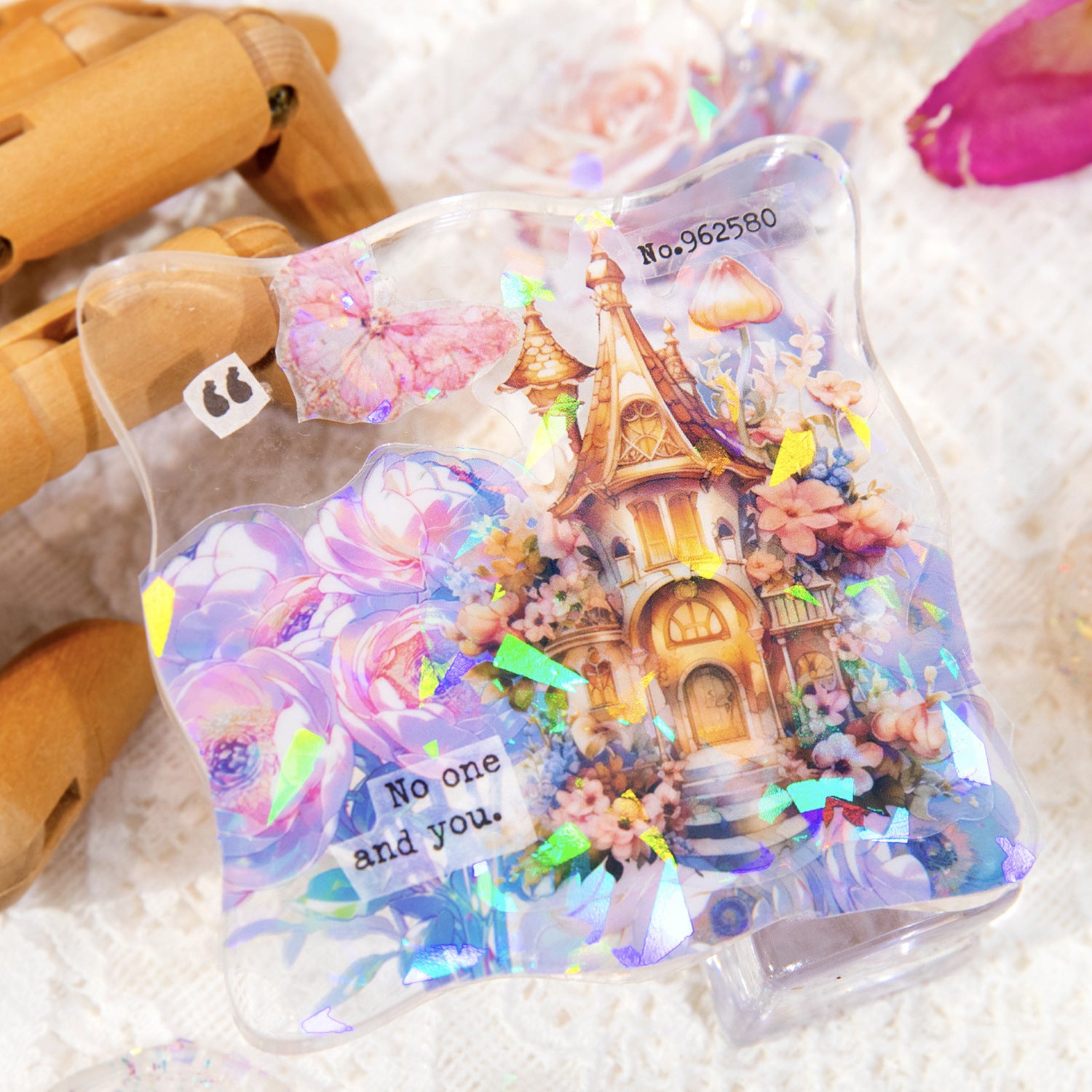 20 Pcs Rainbow Flowers PET Stickers CHDHH