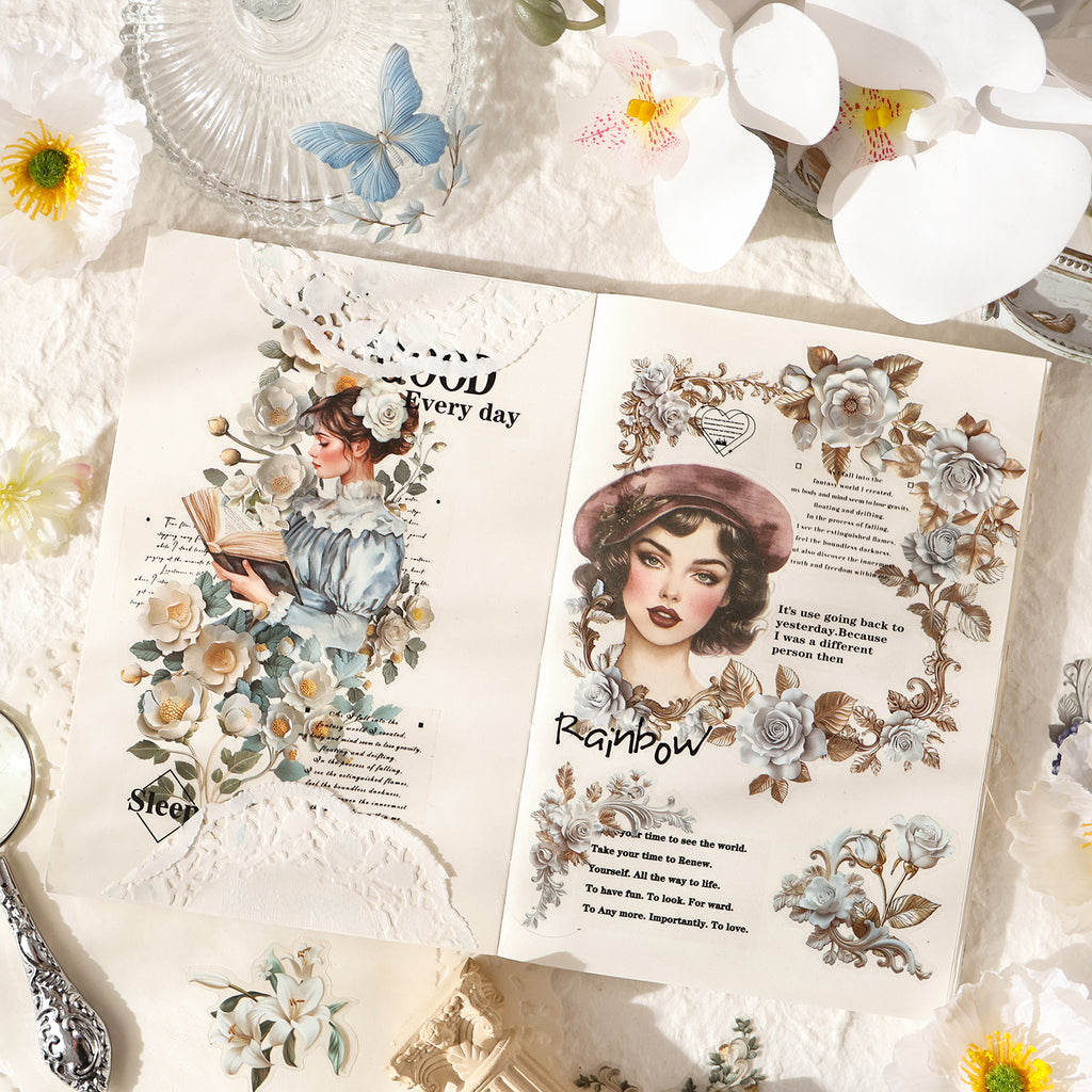 20 Pcs Vintage Flowers PET Stickers TYLB