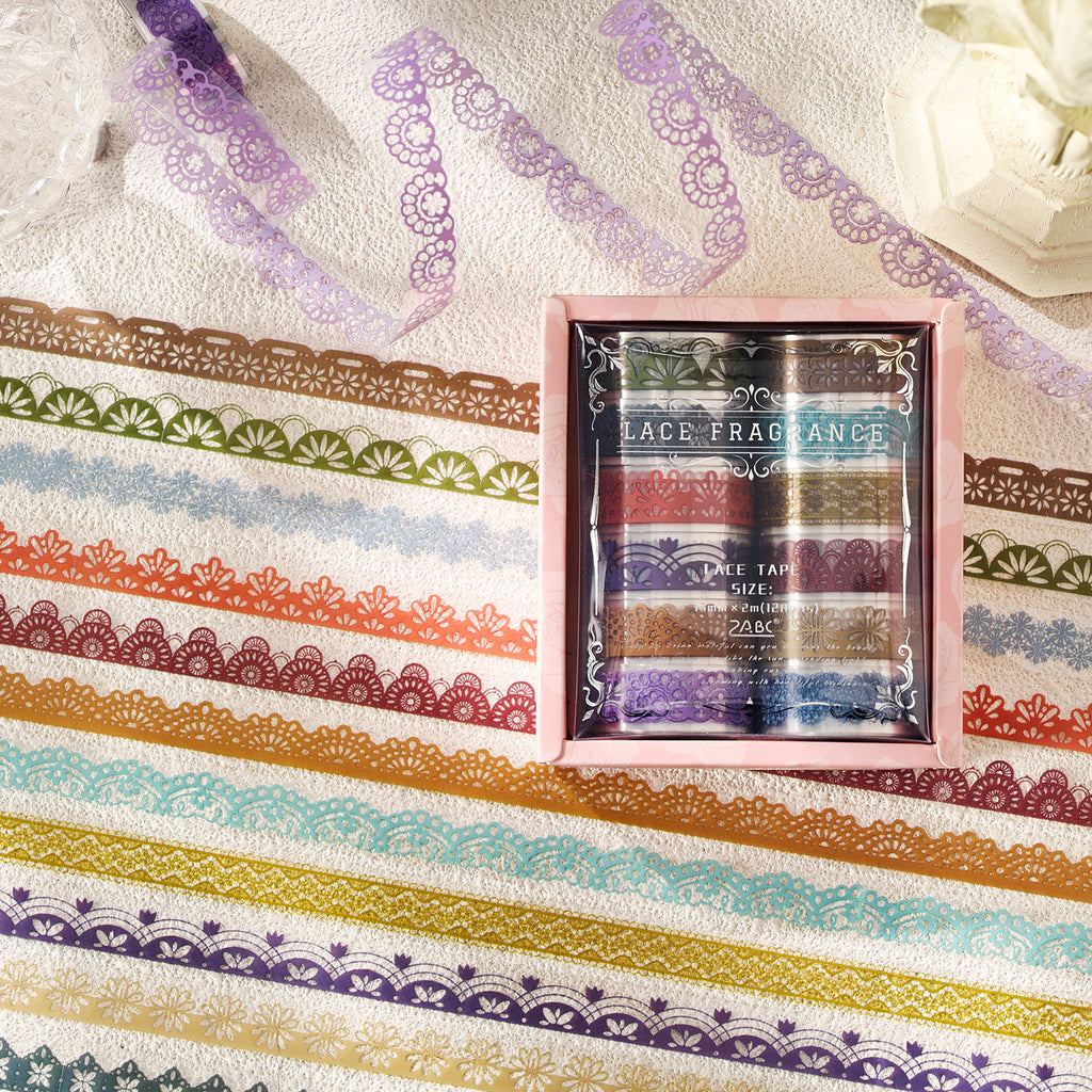 12 Rolls Lace Border PET Tape Set SDMJ