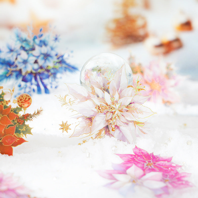 10 Pcs Glitter Flower PET Stickers SDXD