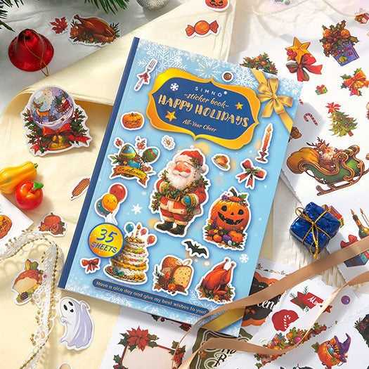 35 Sheets Christmas Halloween Themed Stickers Book HLDJR