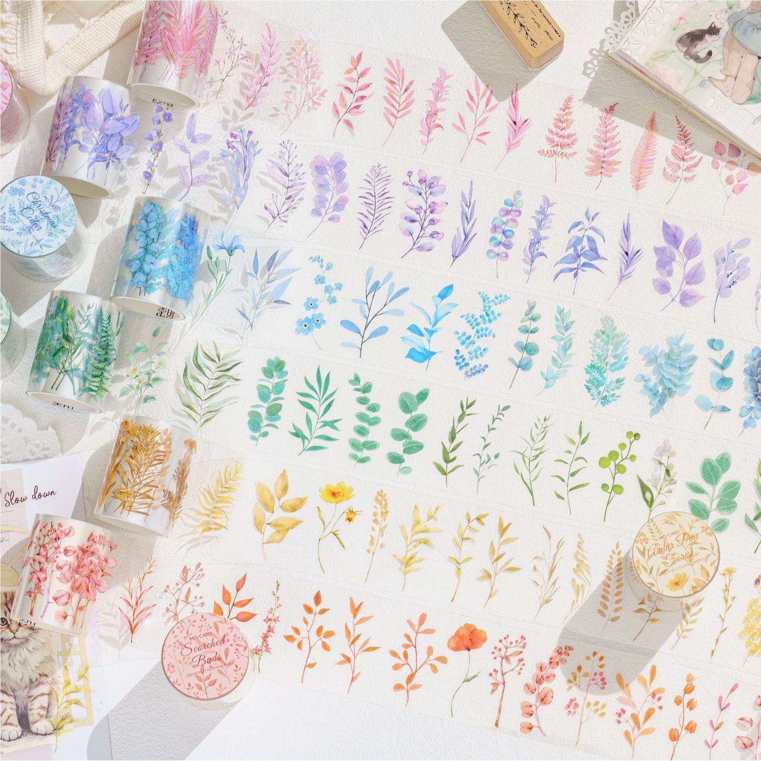 1 Roll Die Cut PET Leaf Stickers LYNN