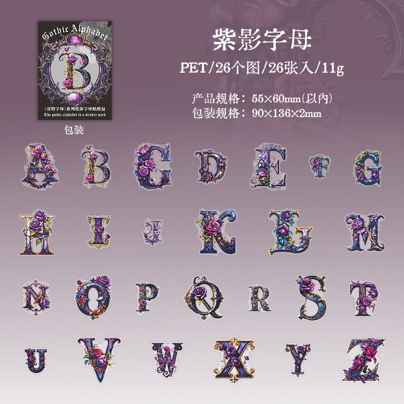 26 Pcs Gothic Letter Stickers GTZM