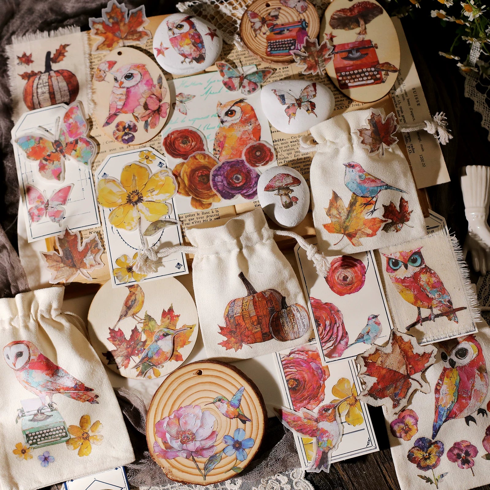 3 Sheets Rub on Stickers - Owl Painting