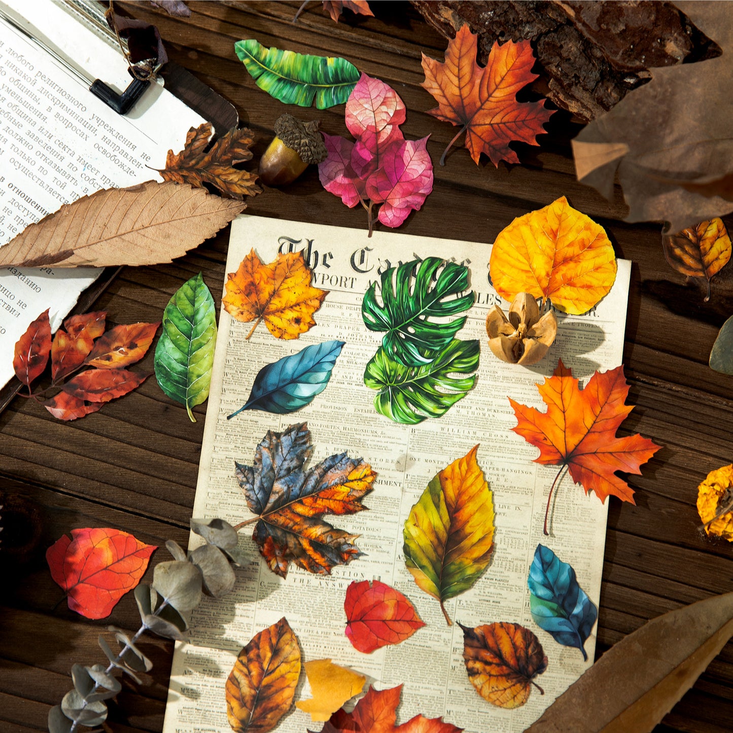 20 Pcs Seasonal Leaf PET Stickers LYPZ
