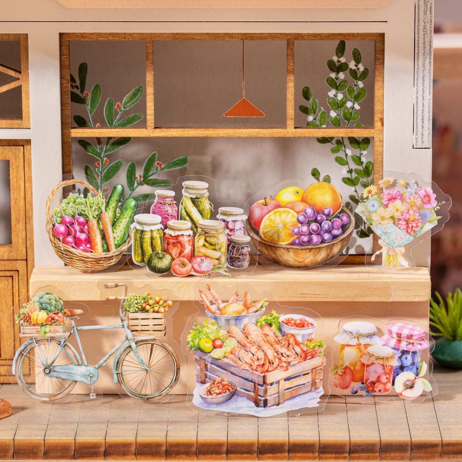 20 Pcs Stall Theme PET Stickers XJSXL
