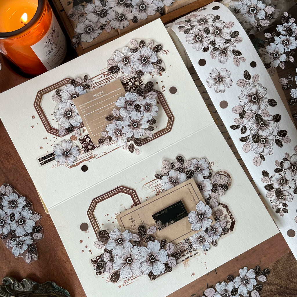 Floral Decorative Tape Rolls- Ginger Tea Warmth