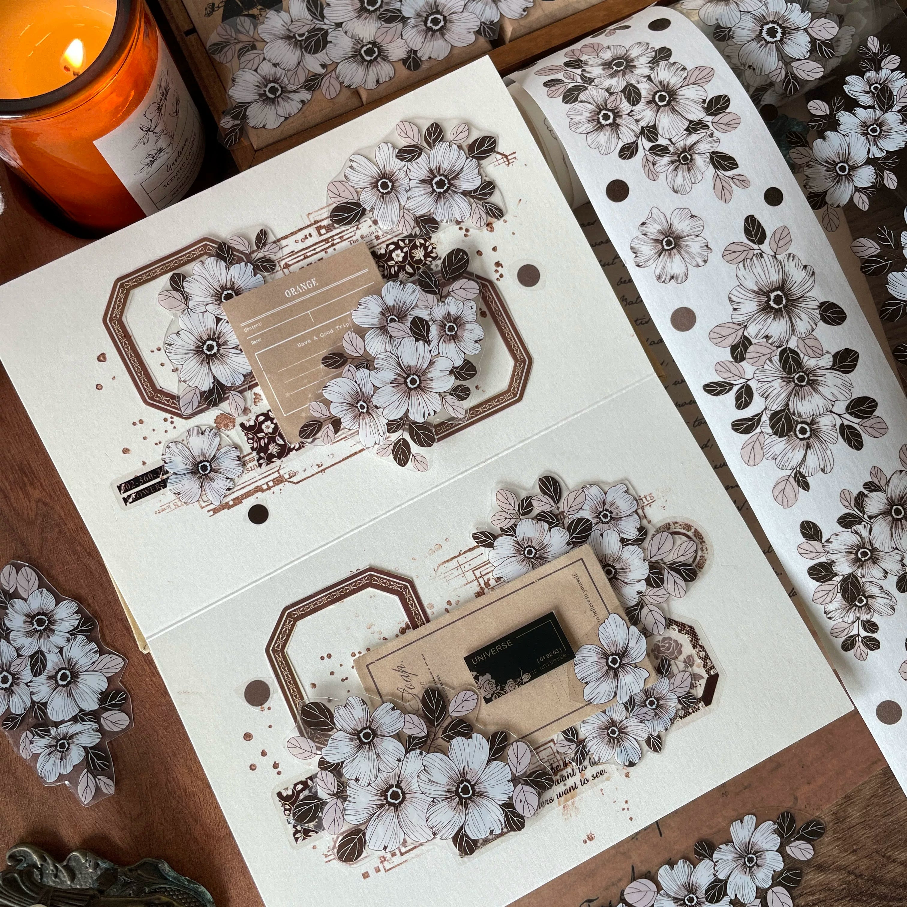 Floral Decorative Tape Rolls- Ginger Tea Warmth