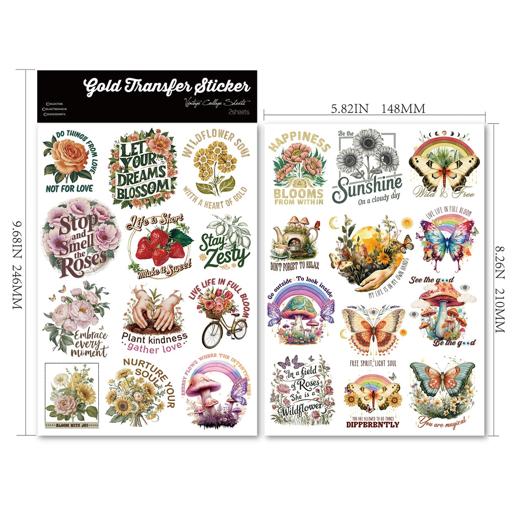 2 Sheets Waterproof Rub on Stickers - Inspirational Quotes