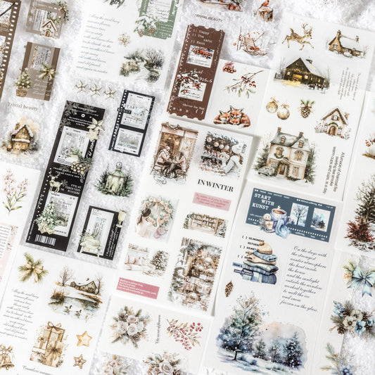 18 Sheets Snow Theme Stickers Book DRYXJ