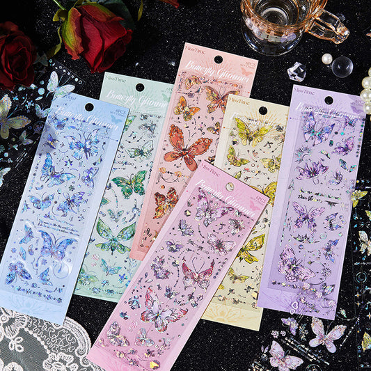 6 Sheet Glitter PET Butterfly Stickers DYLG