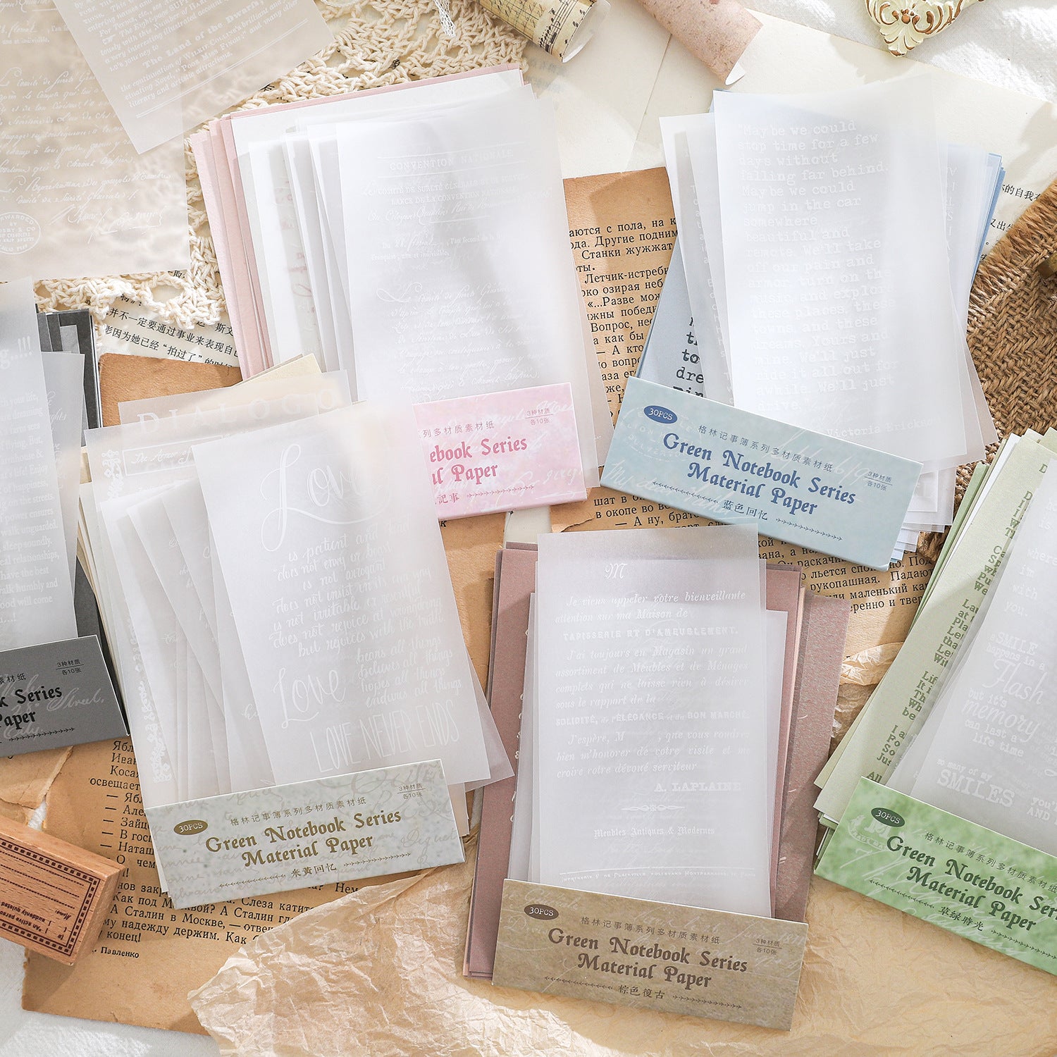 30 Sheets Script Scrapbook Paper GLJSB
