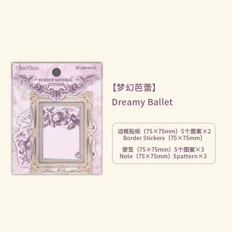 25 Pcs Vintage Frame Stickers and Notepad MHBL