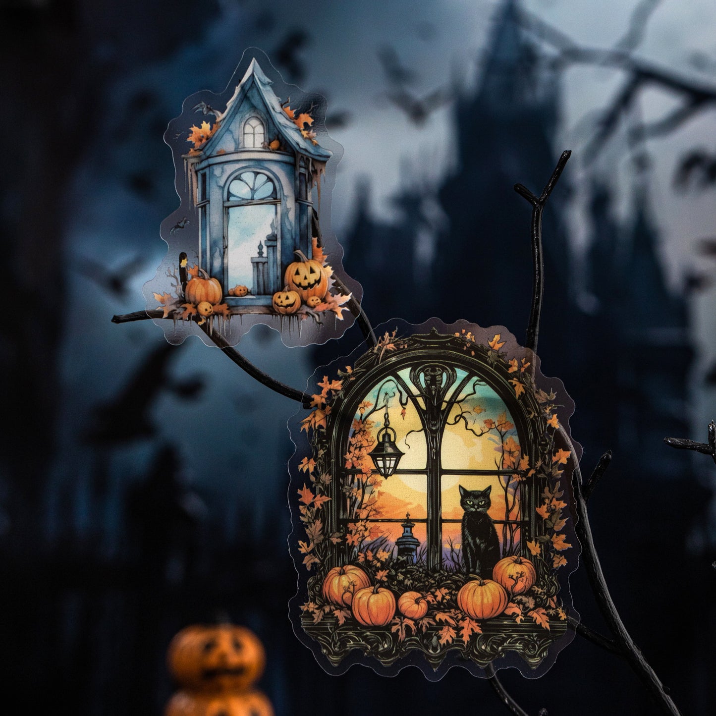 10 Pcs Halloween Windows PET Stickers AYCY
