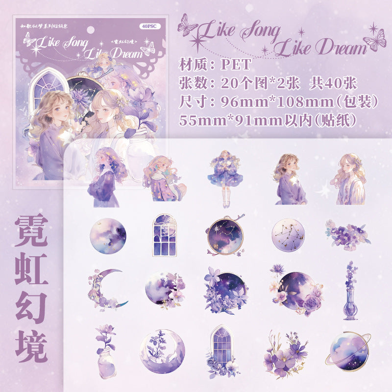 40 Pcs Fantasy PET Stickers RGSM