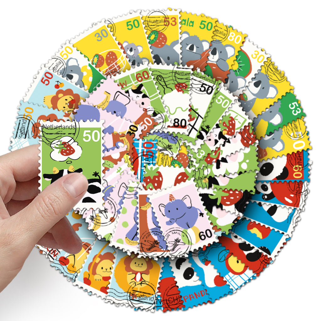 50Pcs Travel Postage Stamp Vinyl Stickers TRV20