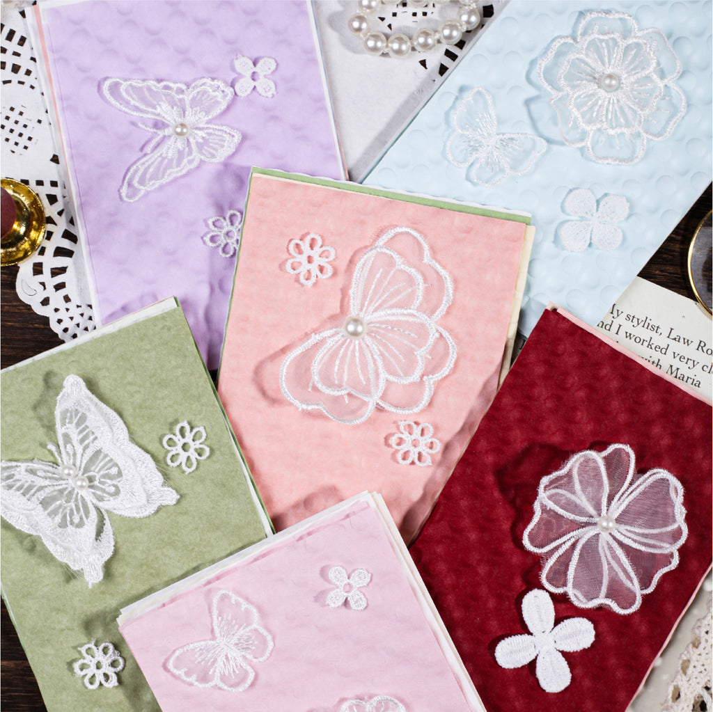 21 Sheets Embossed Paper and Lace Flowers CBXL