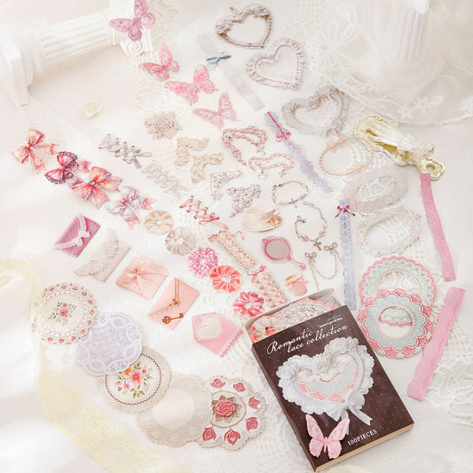 100 Pcs Coquette Lace Stickers LMLS