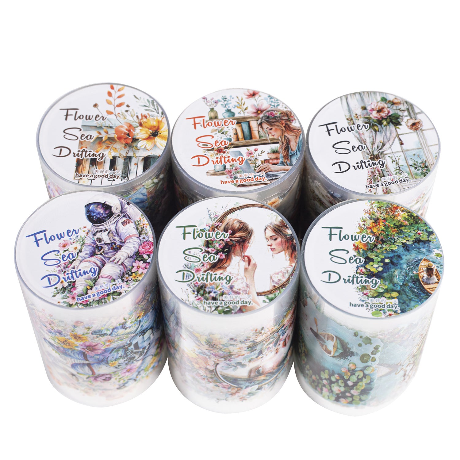 1 Roll Sea of Flowers PET Stickers Tape HHYL