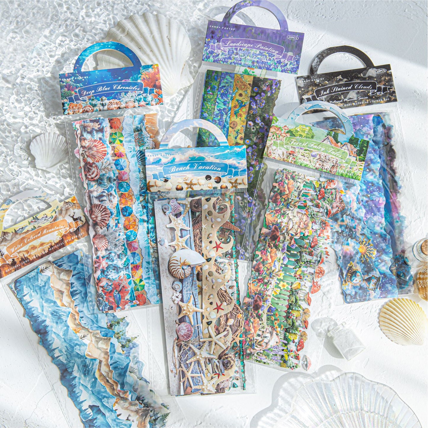 10 Pcs natural Landscape Undersea Stickers ZRBWG