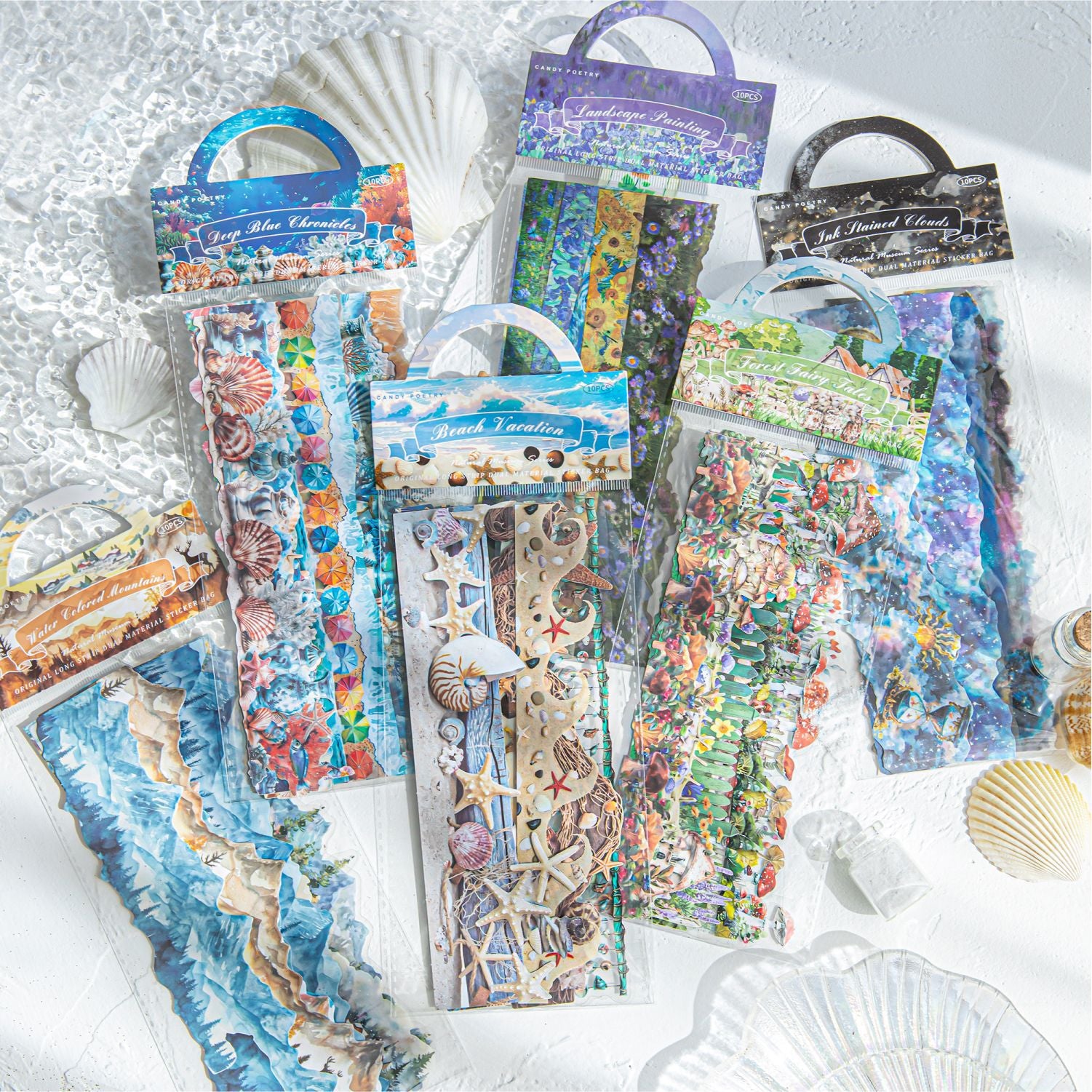 10 Pcs natural Landscape Undersea Stickers ZRBWG