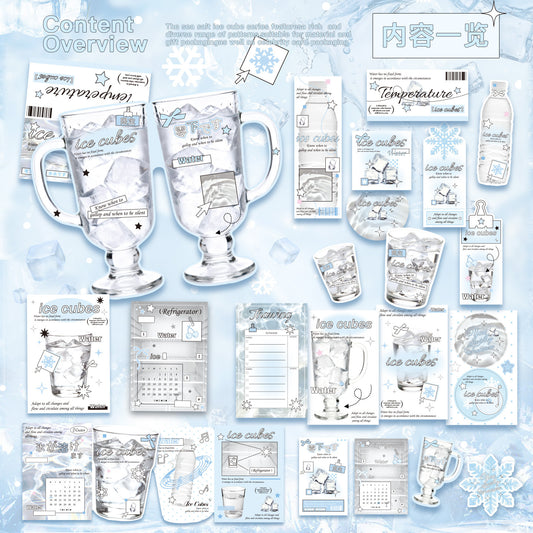 22 Pcs Ice Themed Journal Stickers and Paper HYBK